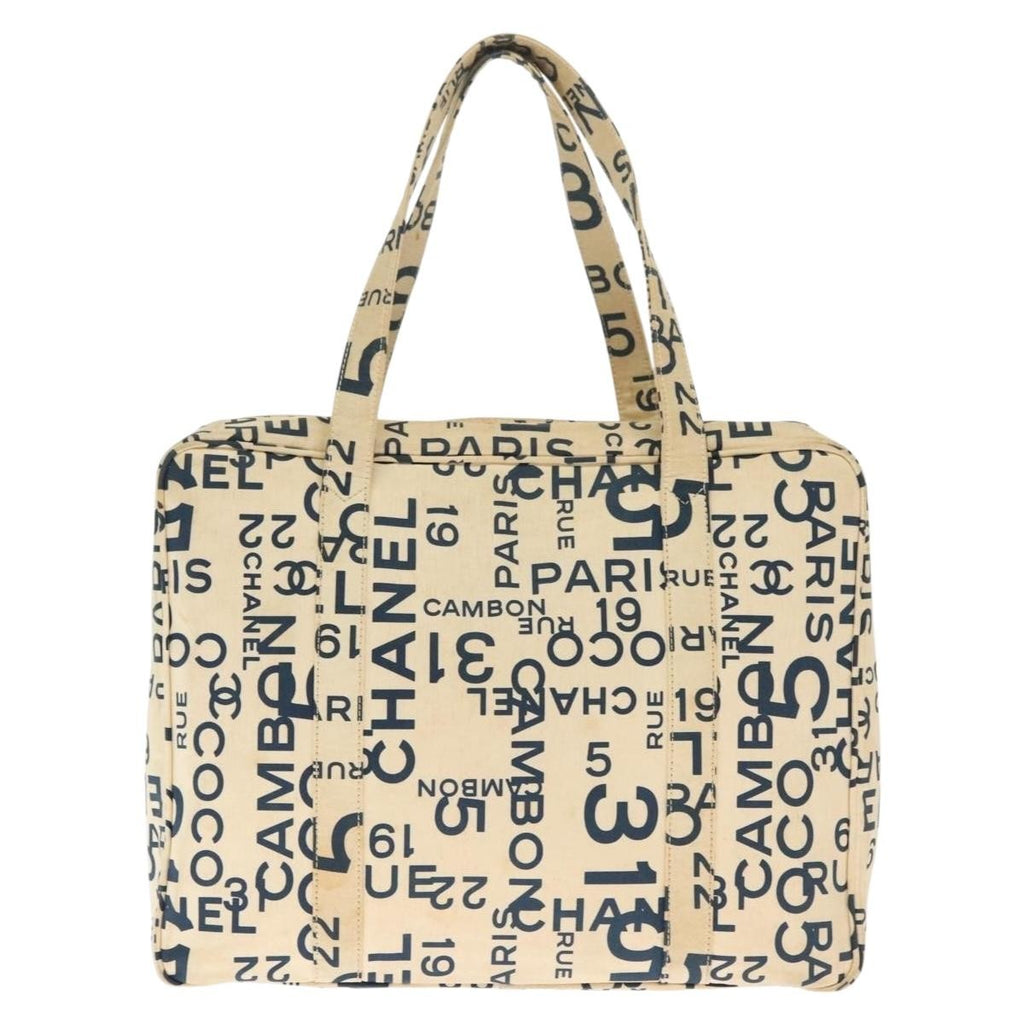 Chanel Cambon Canvas White Canvas Bag (Pre-Owned)