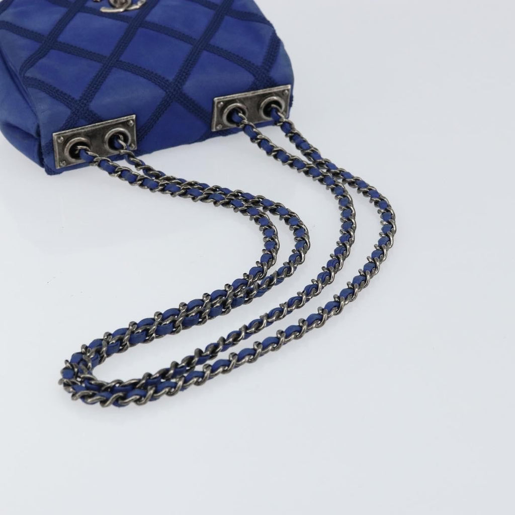 Chanel Diamond Stitch Chain Flap Bag Quilted Iridescent Calfskin Blue Leather Shoulder Bag Bag (Pre-Owned)