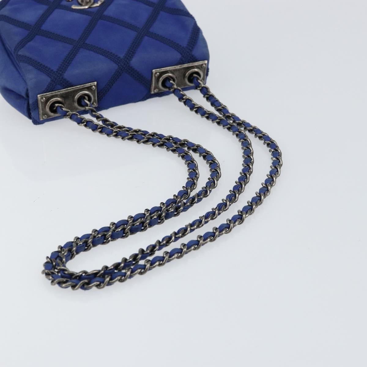Chanel Diamond Stitch Chain Flap Bag Quilted Iridescent Calfskin Blue Leather Shoulder Bag Bag (Pre-Owned)