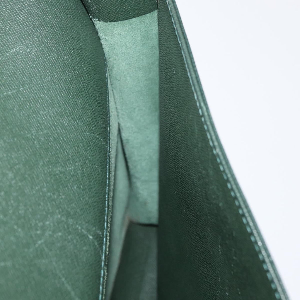 Louis Vuitton Serviette Kourad Briefcase Taiga Leather Green Leather Handbag (Pre-Owned)