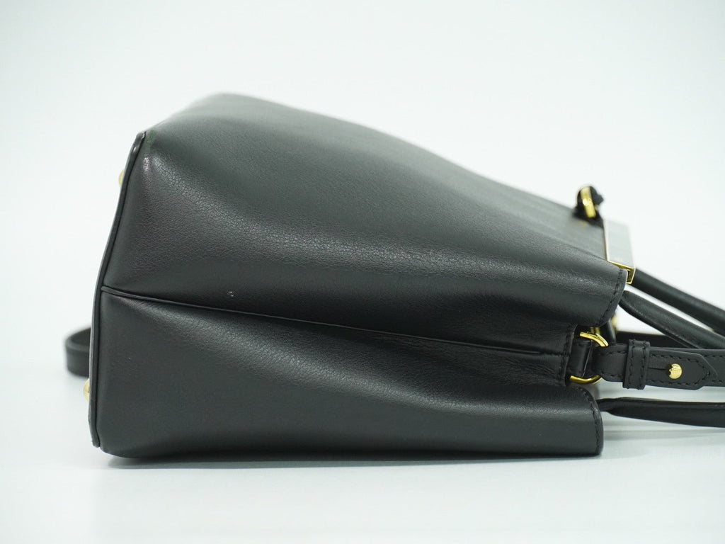 Fendi 2Jours Bag Leather Black Leather Handbag (Pre-Owned)