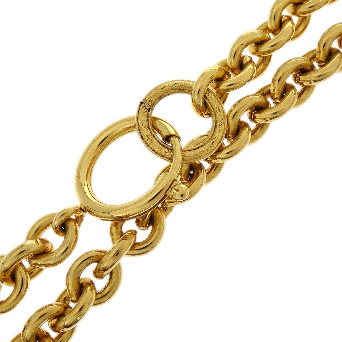 Chanel Vintage Cc Pendent Necklace Plated Metal Gold Gold_Plated Necklace Jewelry (Pre-Owned)