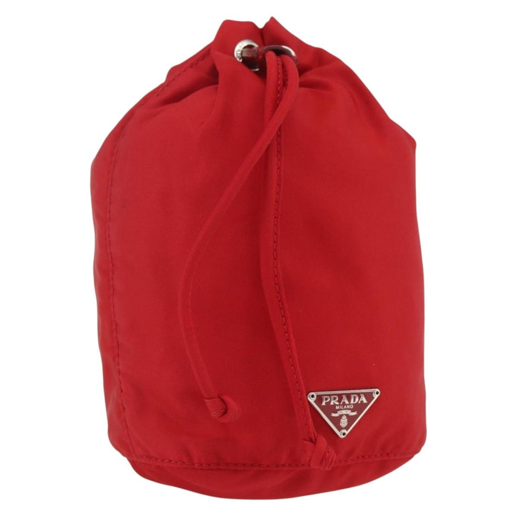Prada Drawstring Wristlet Bucket Bag Tessuto Red Nylon Clutche & Pouche Bag (Pre-Owned)