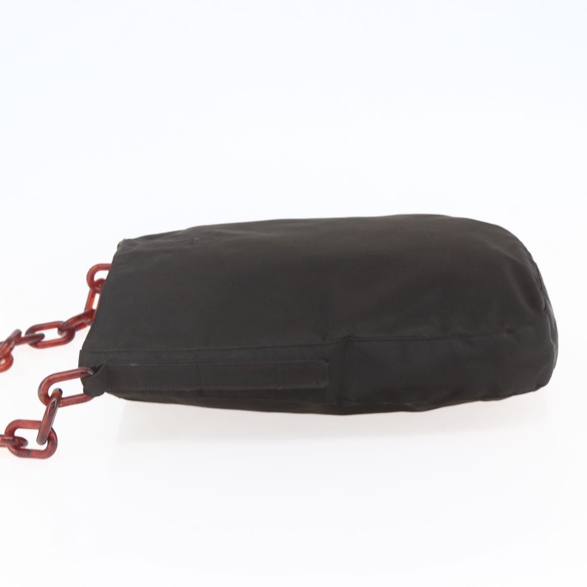 Prada Resin Chain Shoulder Bag Nylon Brown Nylon Shoulder Bag Bag (Pre-Owned)
