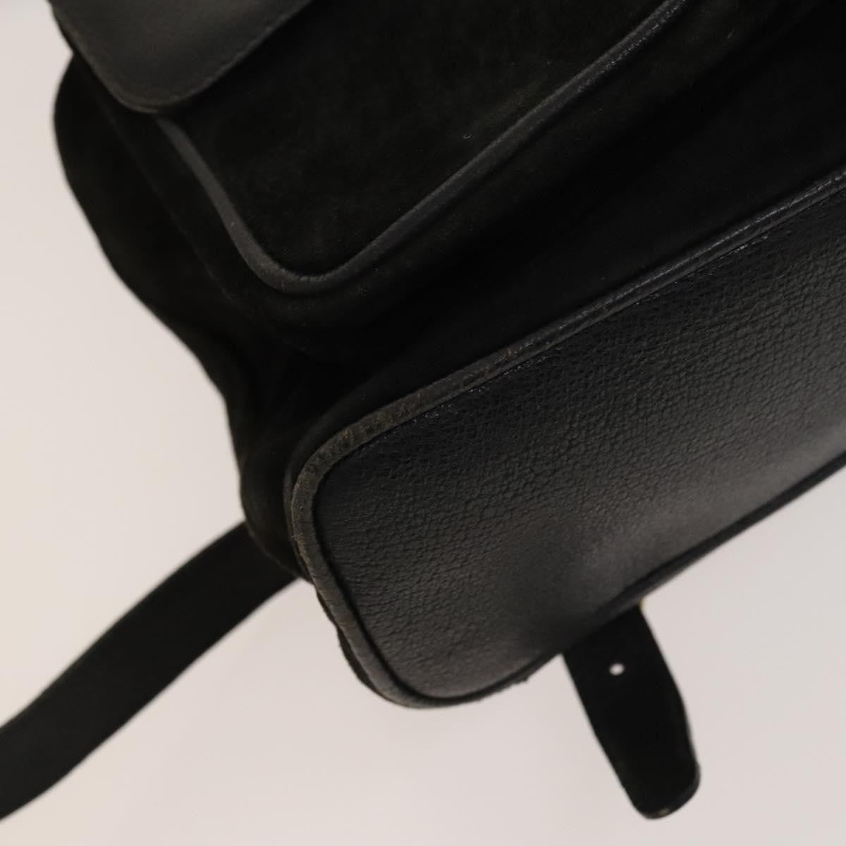 Gucci Vintage Bamboo Backpack Suede And Leather Black Suede Backpack Bag (Pre-Owned)