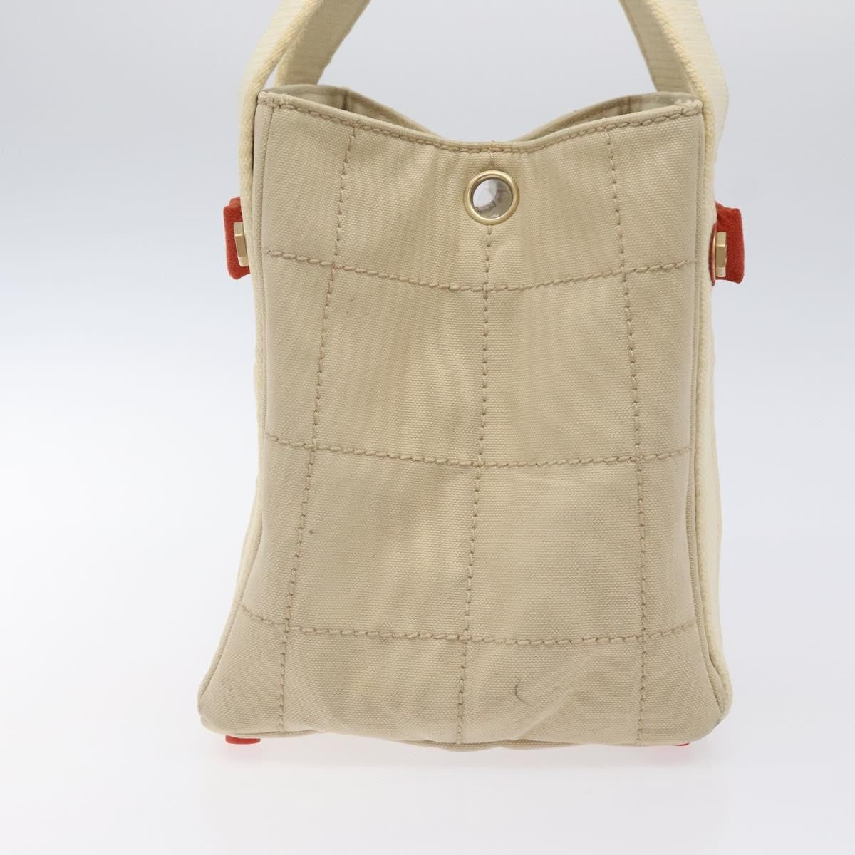 Chanel Chocolate Bar Coco Mark Handbag Canvas Beige Canvas Handbag (Pre-Owned)