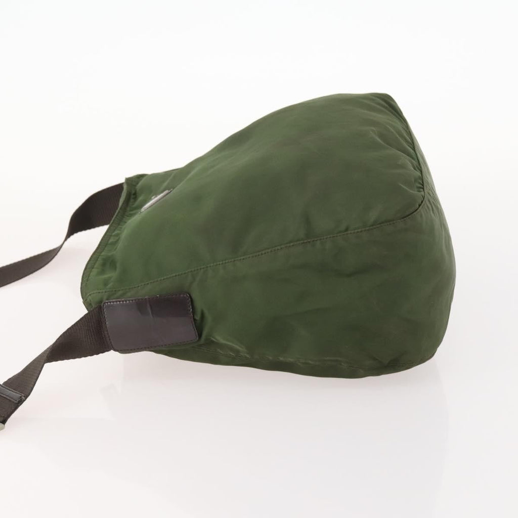 Prada Zip Top Messenger Bag Tessuto Khaki Nylon Shoulder Bag Bag (Pre-Owned)
