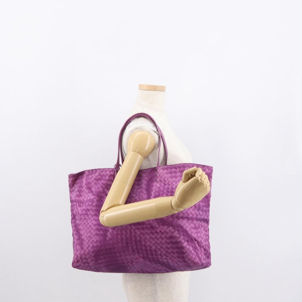 Bottega Veneta Intrecciolusion Tote Printed Nylon Purple Nylon Tote Bag Bag (Pre-Owned)