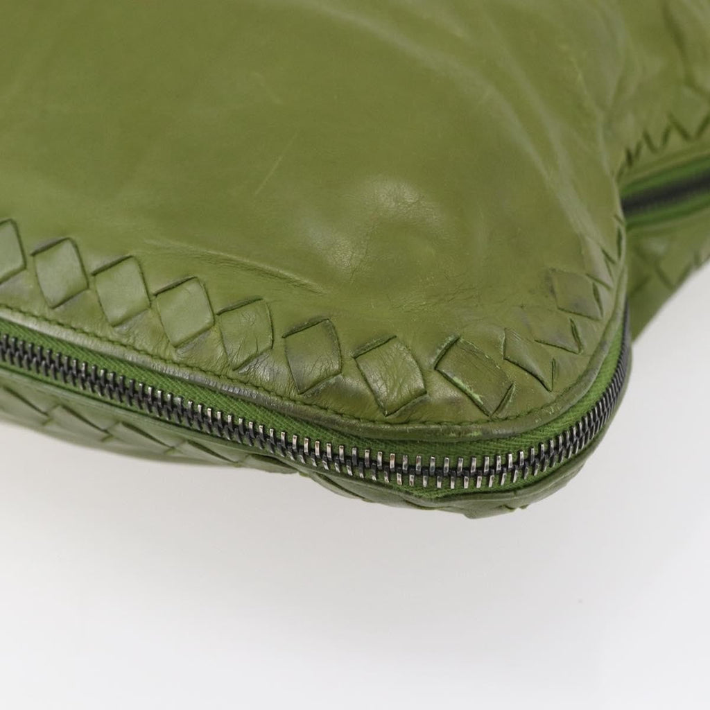 Bottega Veneta Intrecciato Leather Green Leather Shoulder Bag Bag (Pre-Owned)
