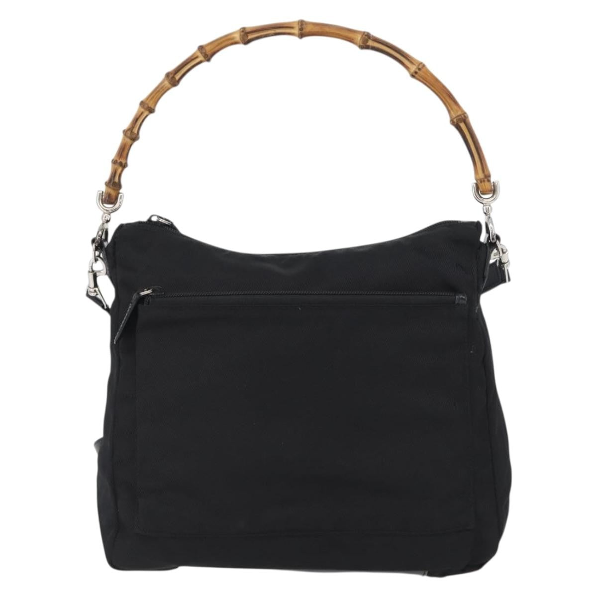 Gucci Vintage Bamboo Shoulder Bag Nylon Black Nylon Shoulder Bag Bag (Pre-Owned)