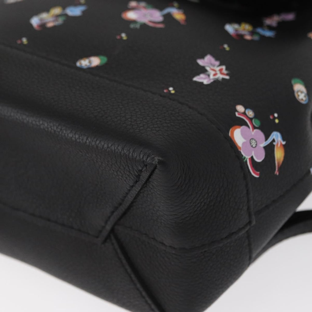 Louis Vuitton Lockme Backpack Floral Printed Leather Black Leather Backpack Bag (Pre-Owned)