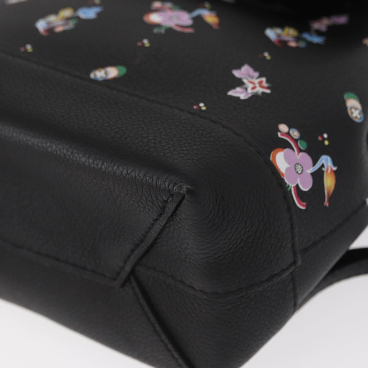 Louis Vuitton Lockme Backpack Floral Printed Leather Black Leather Backpack Bag (Pre-Owned)