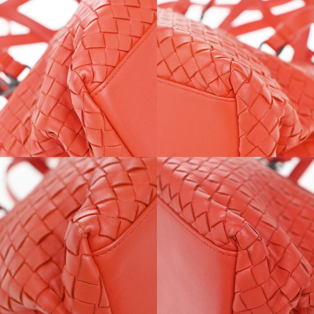 Bottega Veneta 2-Pocket Convertible Tote Intrecciato Nappa Red Leather Tote Bag Bag (Pre-Owned)
