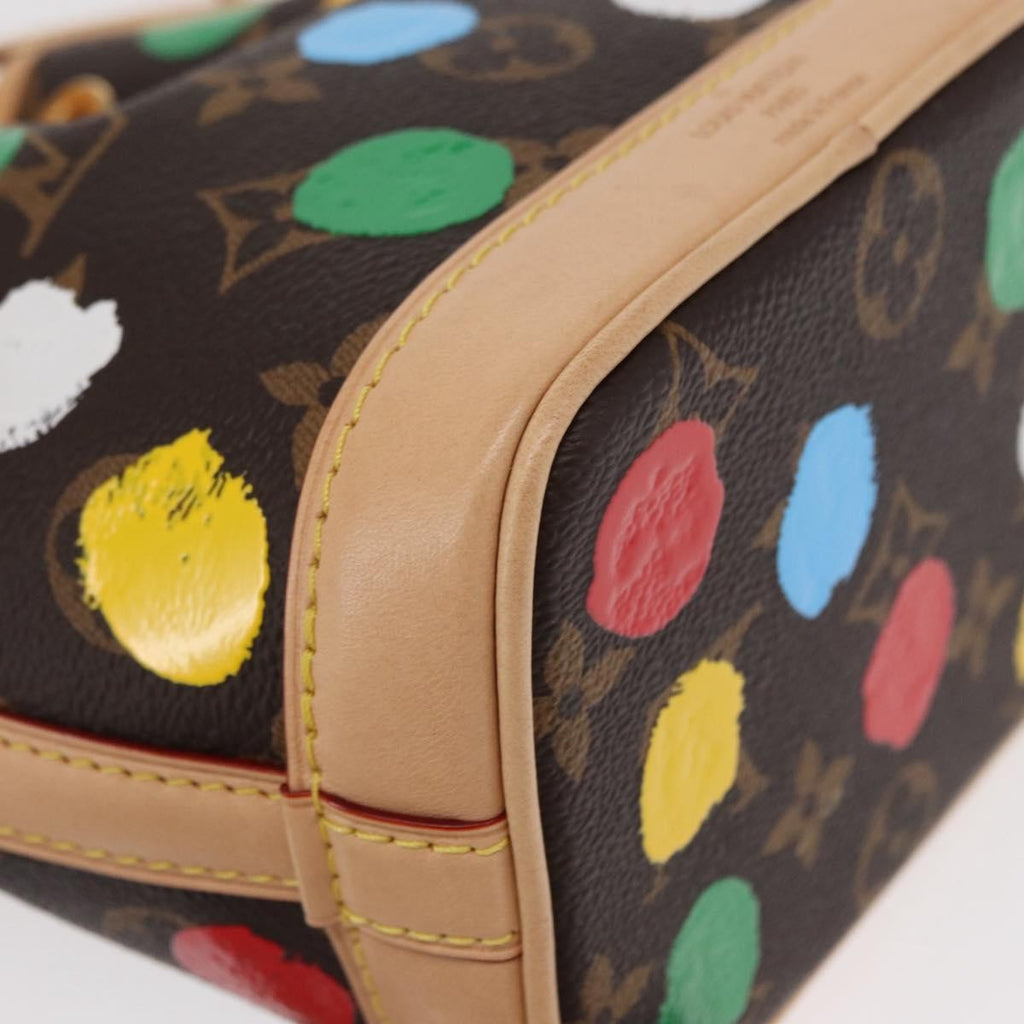 Louis Vuitton Noe Handbag Yayoi Kusama Painted Dots Monogram Canvas Brown Canvas Handbag (Pre-Owned)