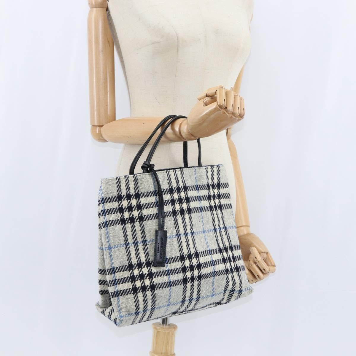 Burberry Nova Check Handbag Tweed Gray Tweed Handbag (Pre-Owned)