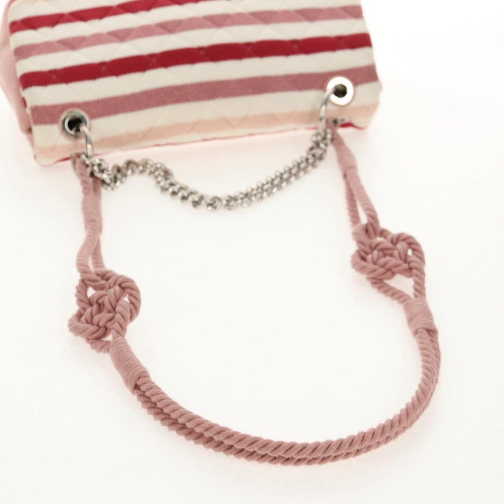 Chanel Vintage Flap Shoulder Bag Canvas Pink Leather Handbag (Pre-Owned)