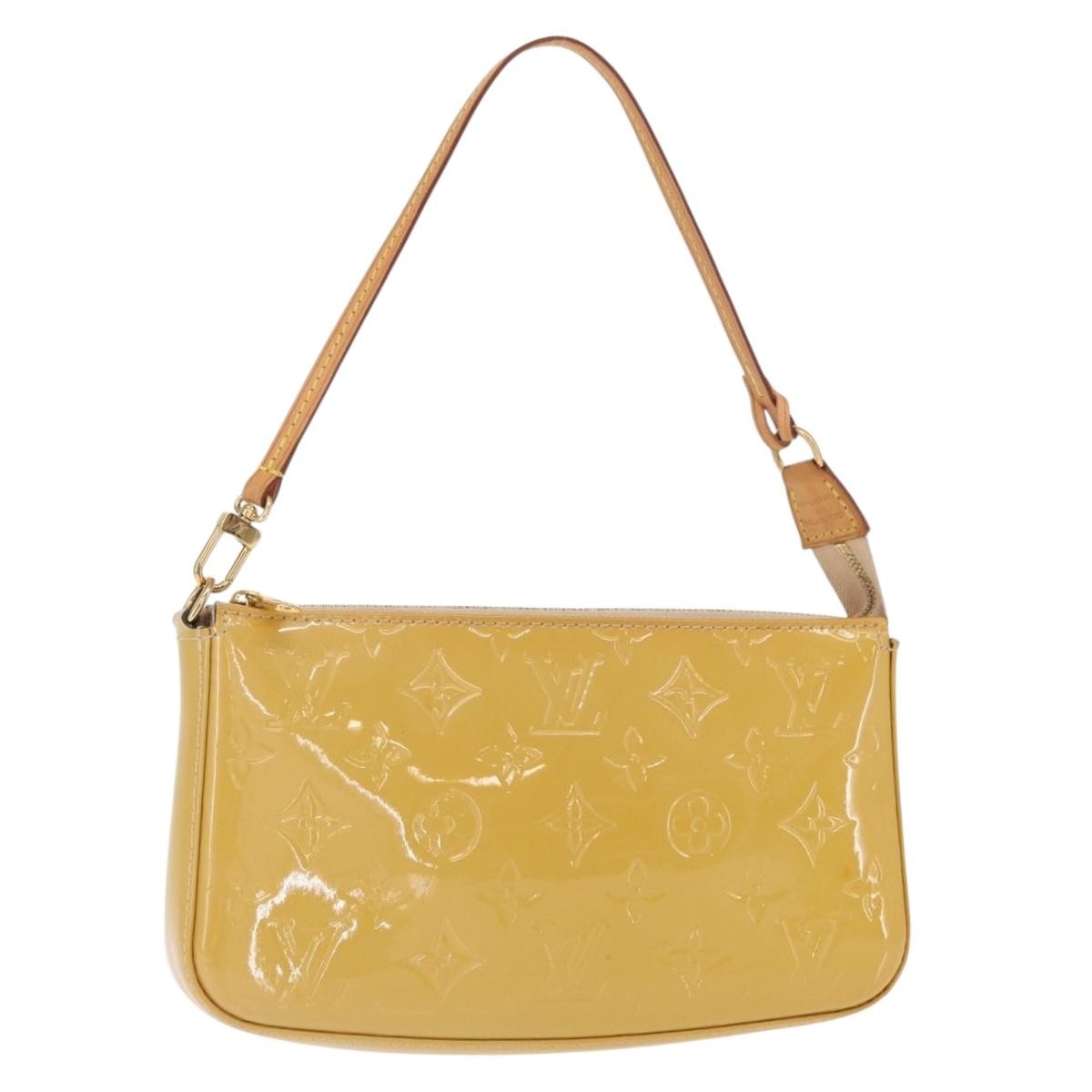 Louis Vuitton Pochette Accessoires Nm Monogram Vernis Yellow Patent_Leather Clutche & Pouche Bag (Pre-Owned)