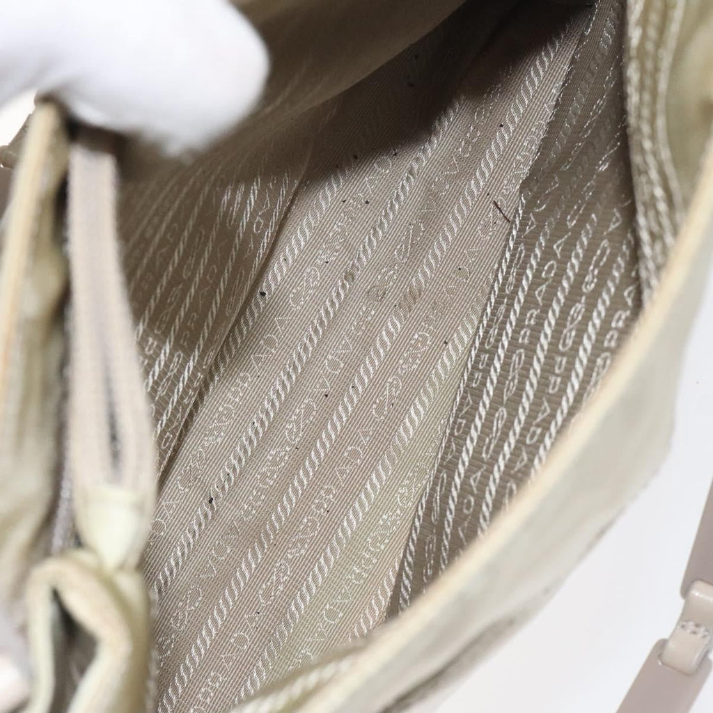 Prada Vintage Tote Tessuto Beige Nylon Tote Bag Bag (Pre-Owned)