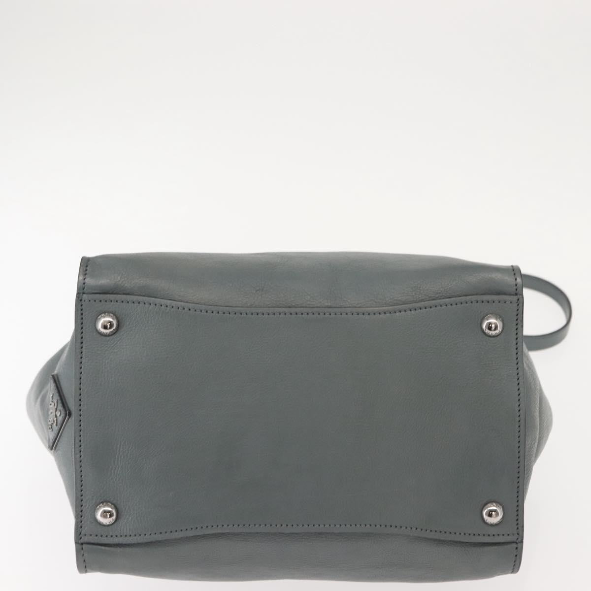Prada Twin Pocket Lock Flap Tote Glace Calf Gray Leather Tote Bag Bag (Pre-Owned)