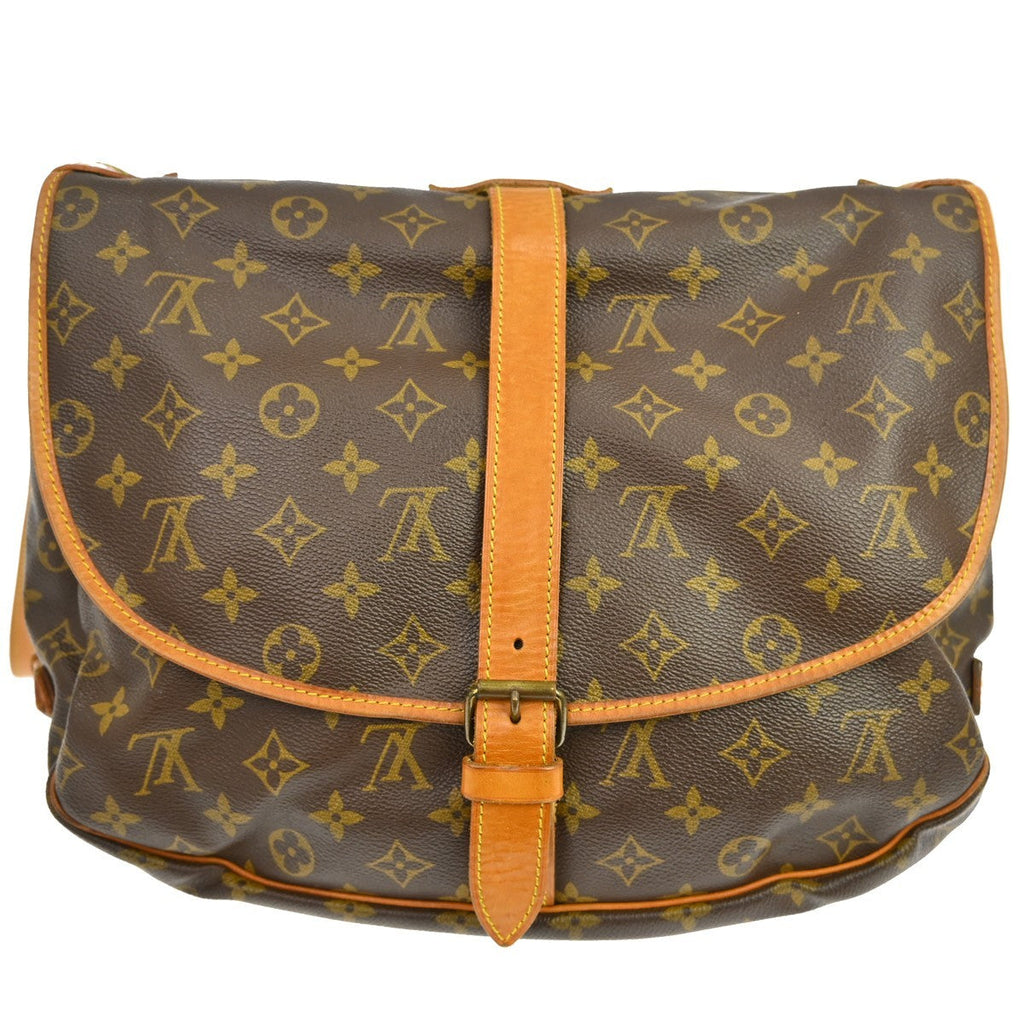 Louis Vuitton Saumur Handbag Monogram Canvas Brown Canvas Shoulder Bag Bag (Pre-Owned)