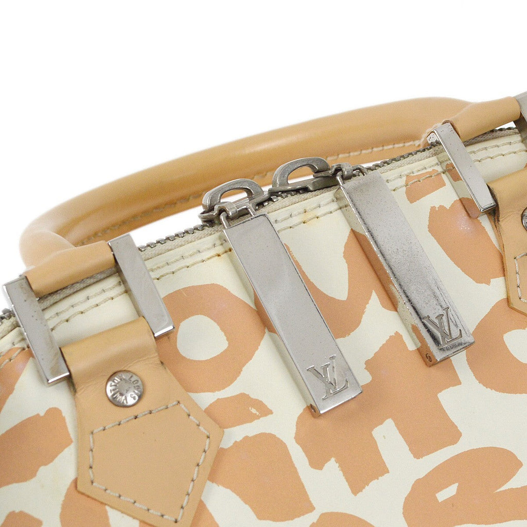 Louis Vuitton Alma Handbag Limited Edition Graffiti Leather Beige Leather Handbag (Pre-Owned)