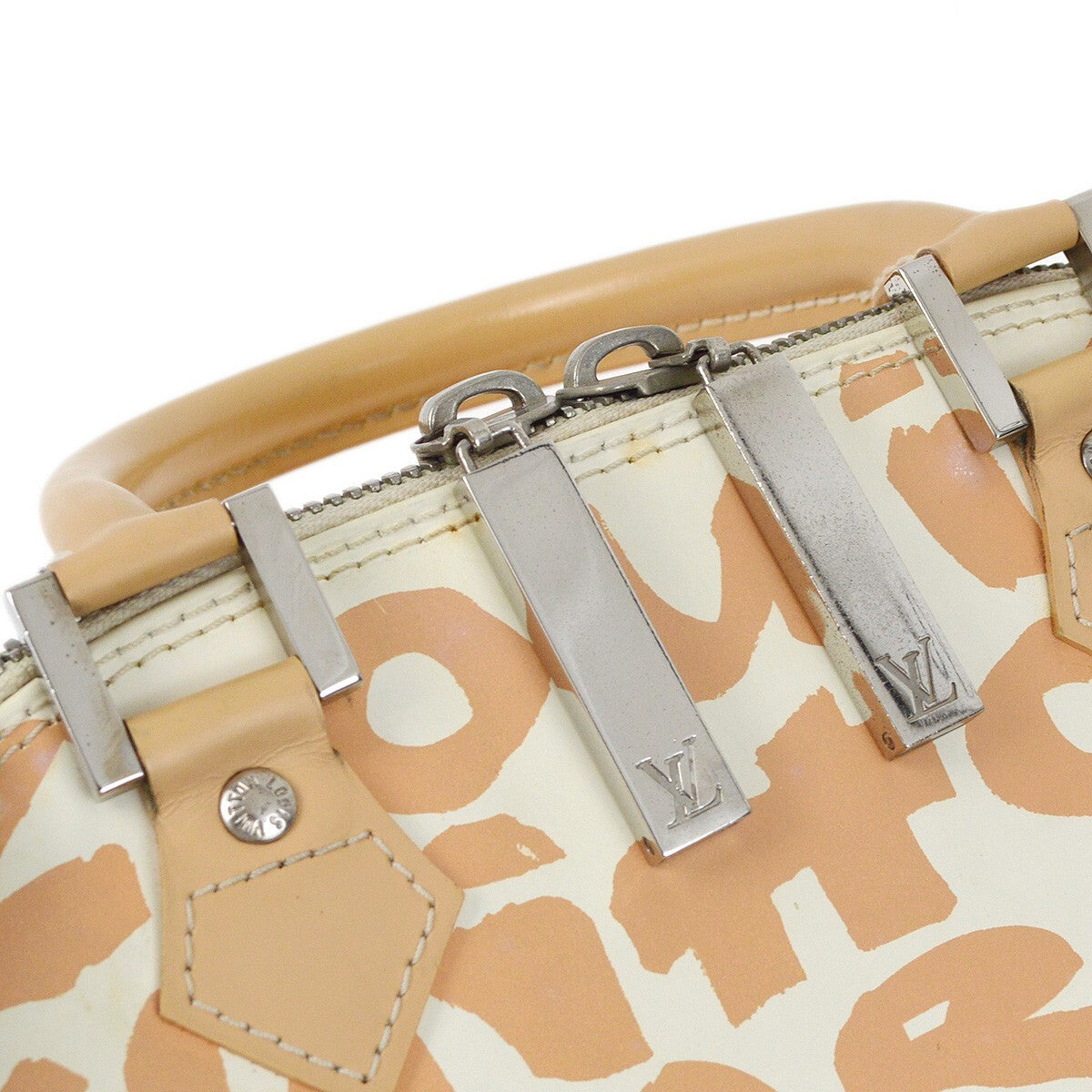 Louis Vuitton Alma Handbag Limited Edition Graffiti Leather Beige Leather Handbag (Pre-Owned)