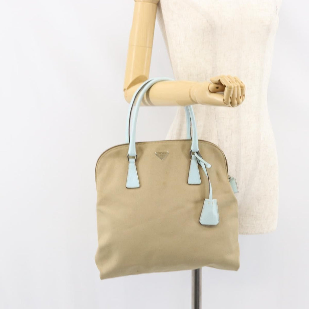 Prada Vintage Handbag Canvas Beige Canvas Handbag (Pre-Owned)