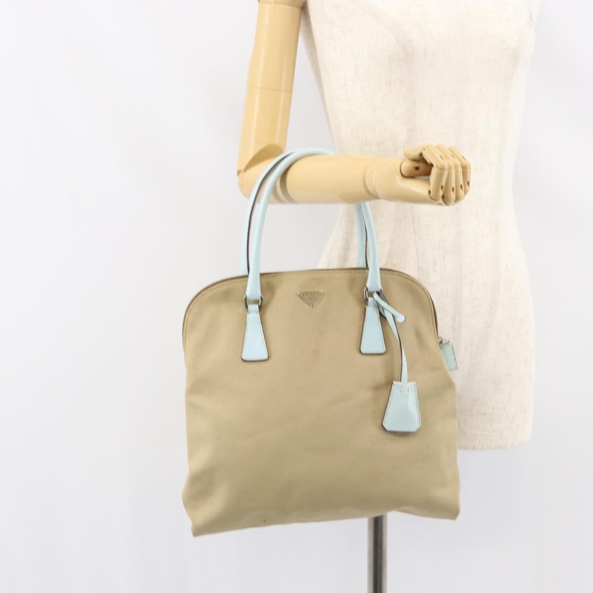Prada Vintage Handbag Canvas Beige Canvas Handbag (Pre-Owned)