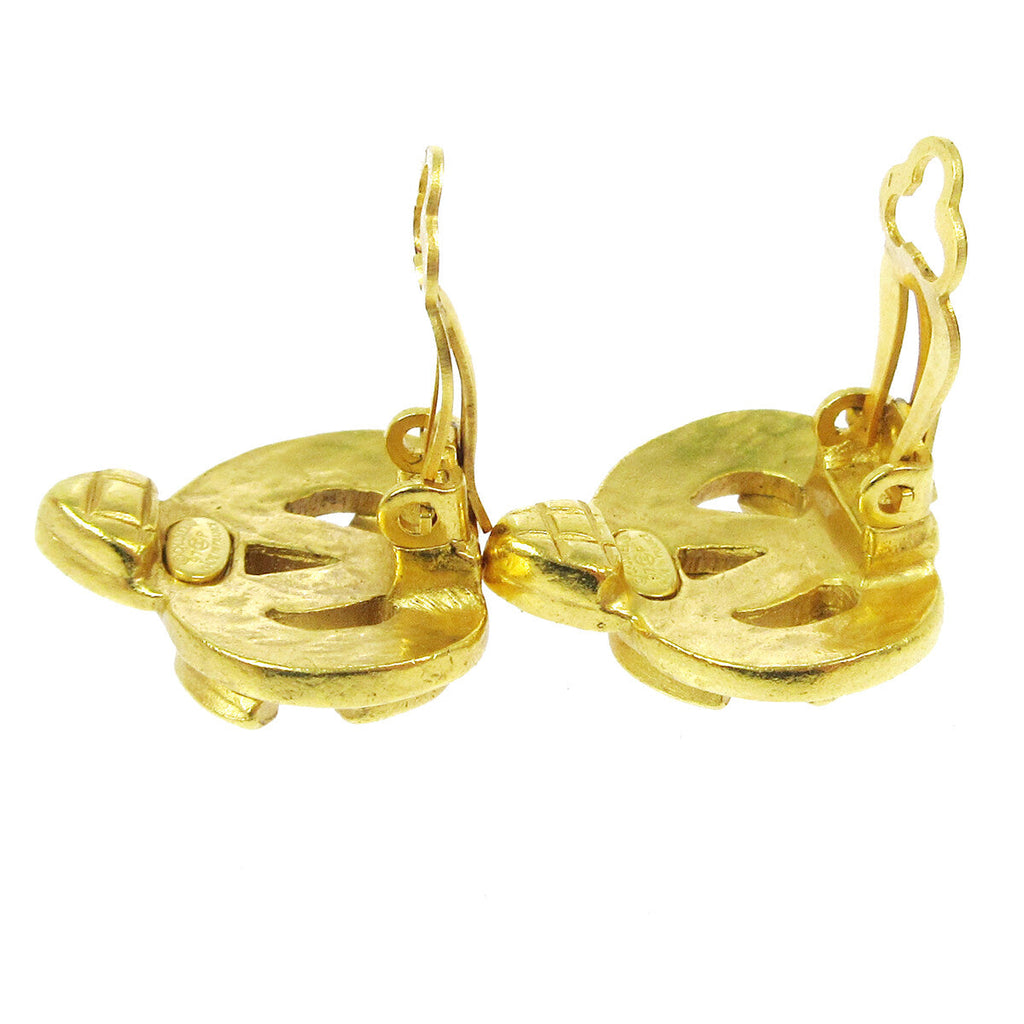 Chanel Cc Logo Heart Gold-Plated Gold Gold_Plated Earrings Jewelry (Pre-Owned)