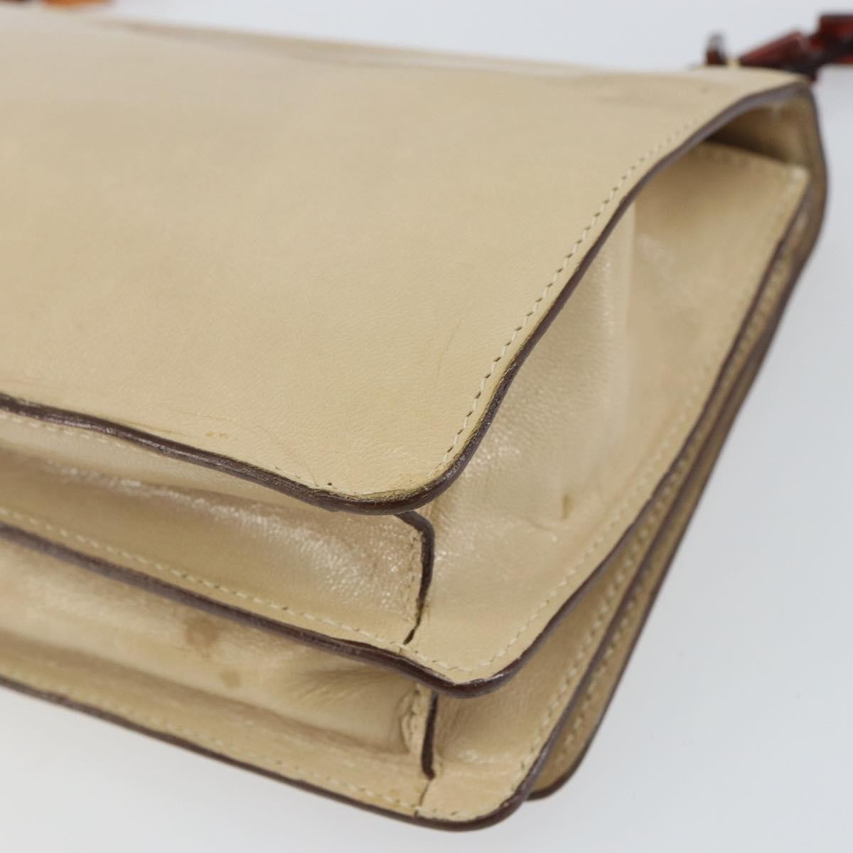 Prada Flap Shoulder Bag Leather Beige Leather Shoulder Bag Bag (Pre-Owned)