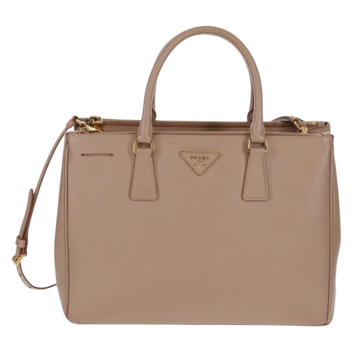 Prada Double Zip Lux Tote Saffiano Leather Pink Leather Tote Bag Bag (Pre-Owned)