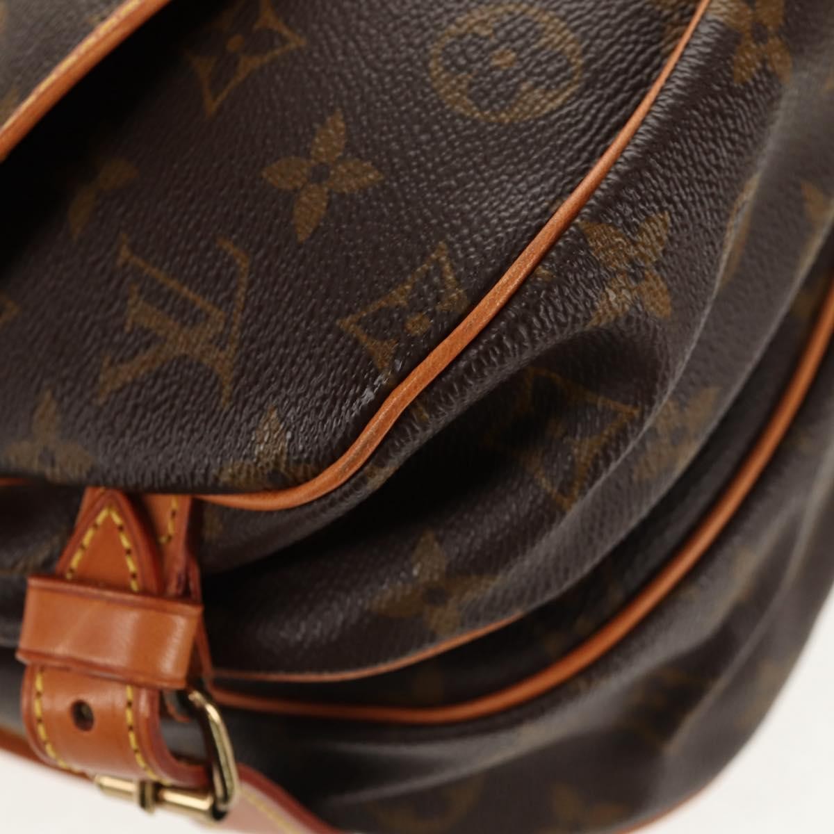 Louis Vuitton Saumur Handbag Monogram Canvas Brown Canvas Shoulder Bag Bag (Pre-Owned)