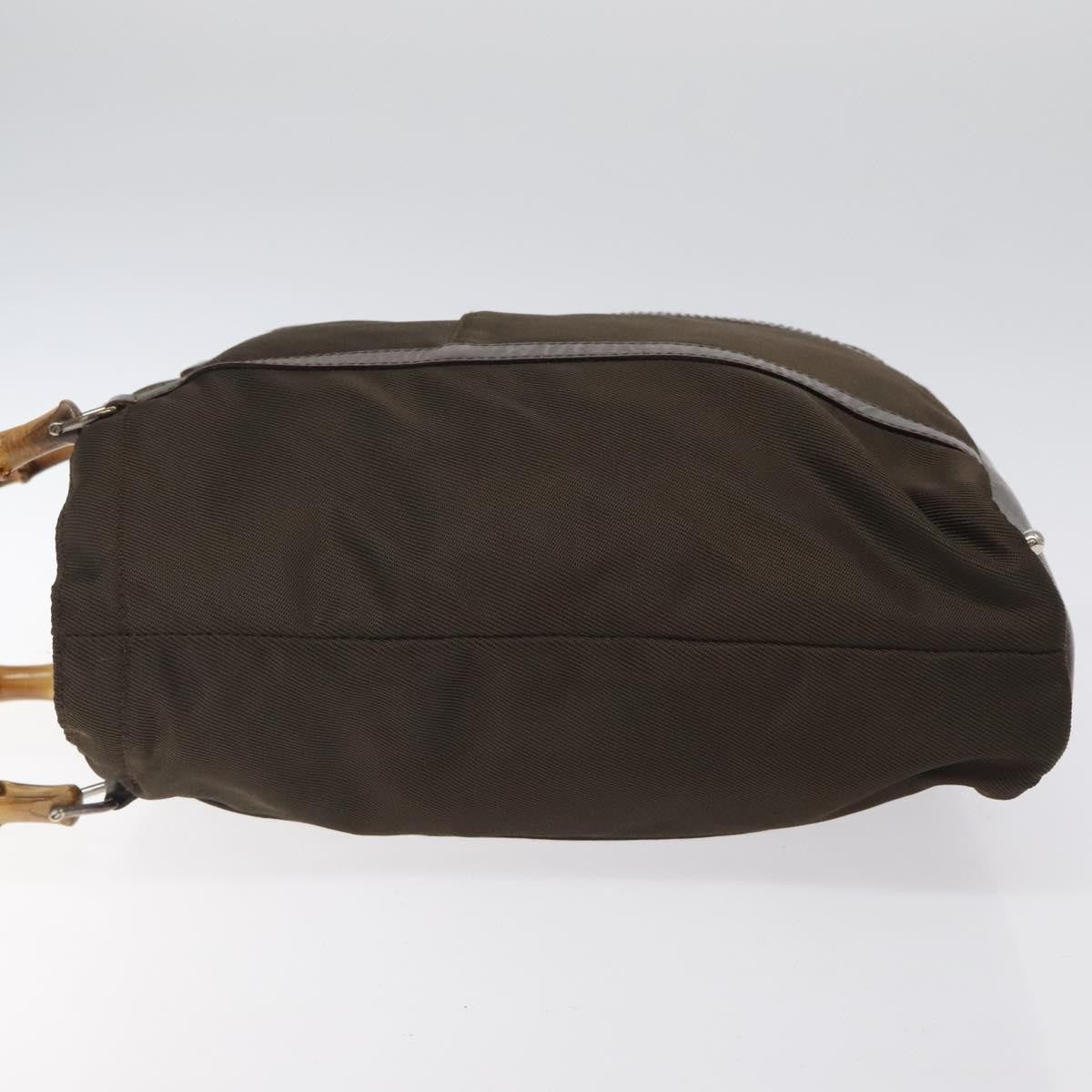 Gucci Convertible Bamboo Zip Tote Nylon Brown Nylon Tote Bag Bag (Pre-Owned)