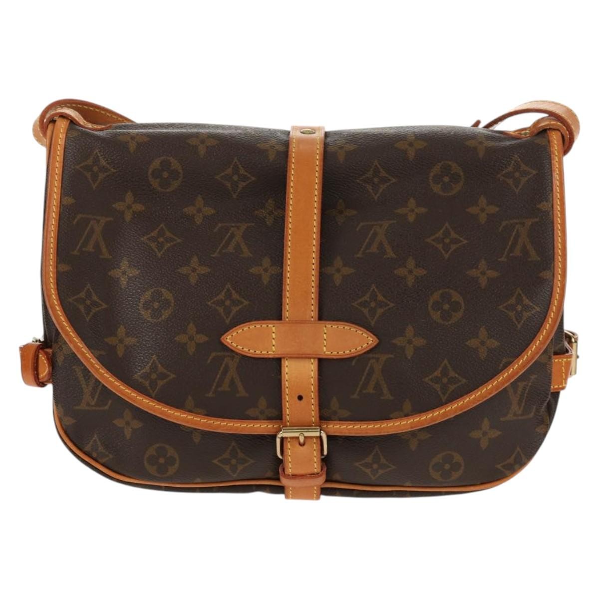 Louis Vuitton Saumur Handbag Monogram Canvas Brown Canvas Shoulder Bag Bag (Pre-Owned)