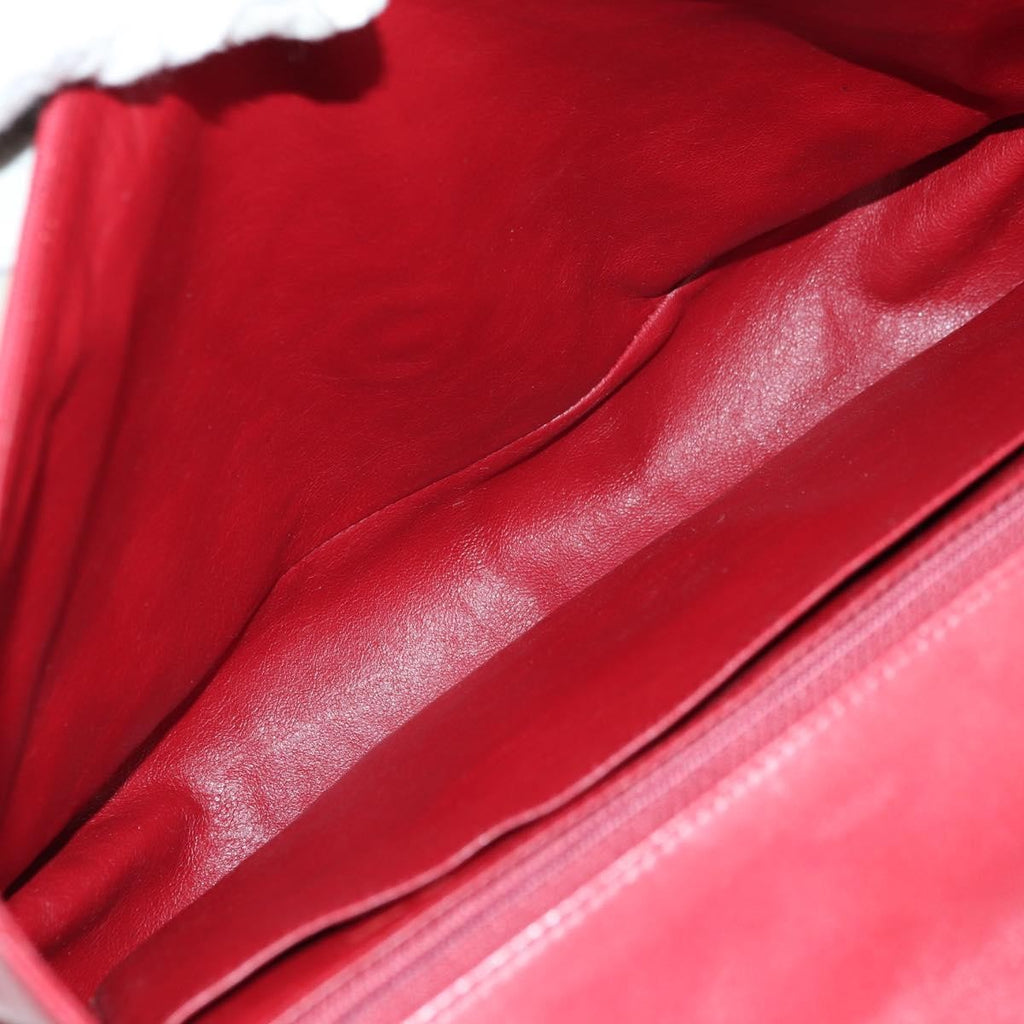 Chanel Classic Single Flap Bag Quilted Lambskin Red Leather Shoulder Bag Bag (Pre-Owned)