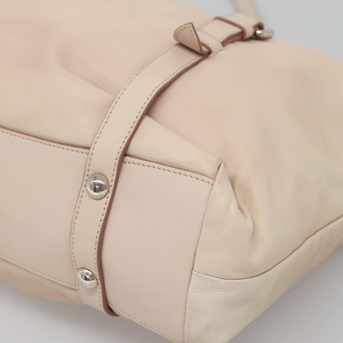 Prada Buckle Strap Shoulder Bag Leather Beige Leather Shoulder Bag Bag (Pre-Owned)