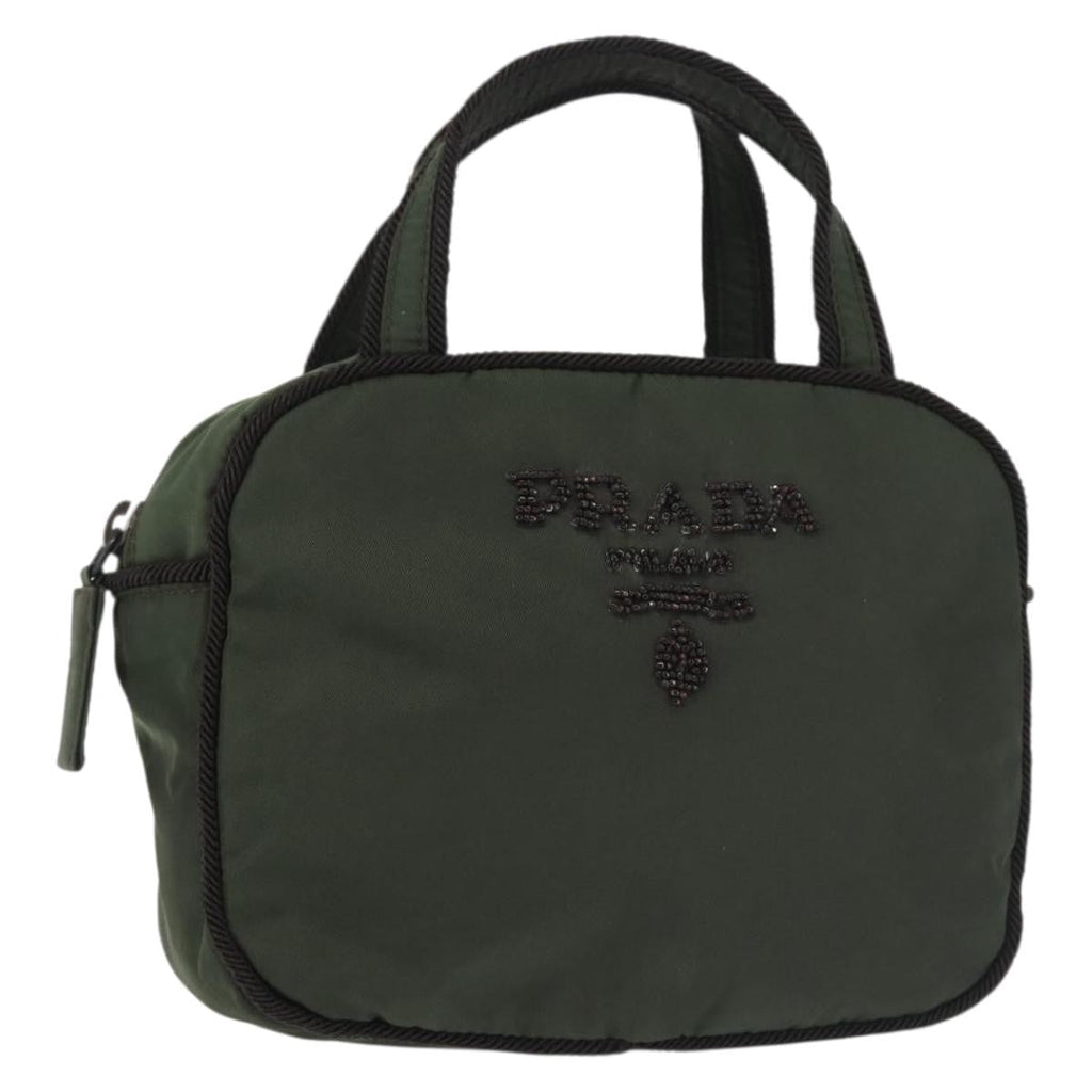 Prada Vintage Handbag Tessuto Khaki Nylon Handbag (Pre-Owned)