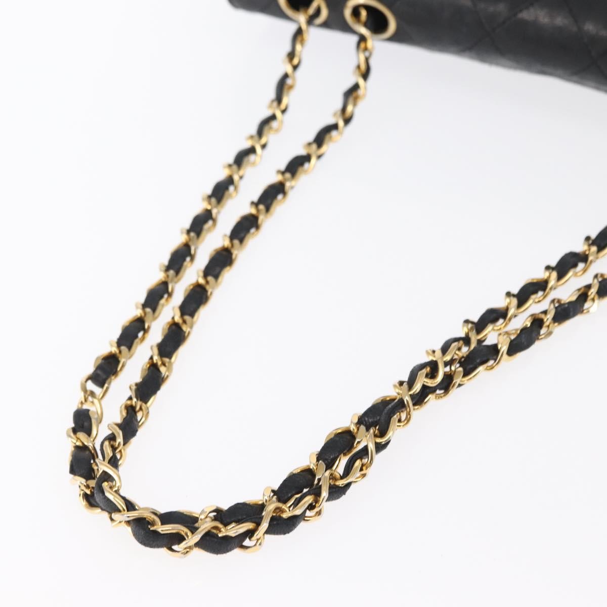 Chanel Vintage Mademoiselle Lock Trapezoid Flap Bag Quilted Lambskin Black Leather Shoulder Bag Bag (Pre-Owned)