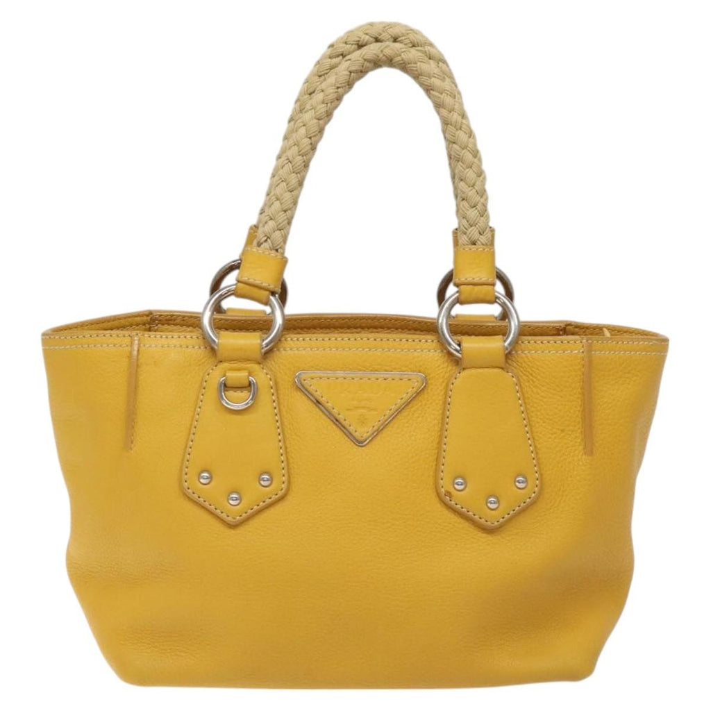 Prada Vintage Handbag Leather Yellow Leather Handbag (Pre-Owned)