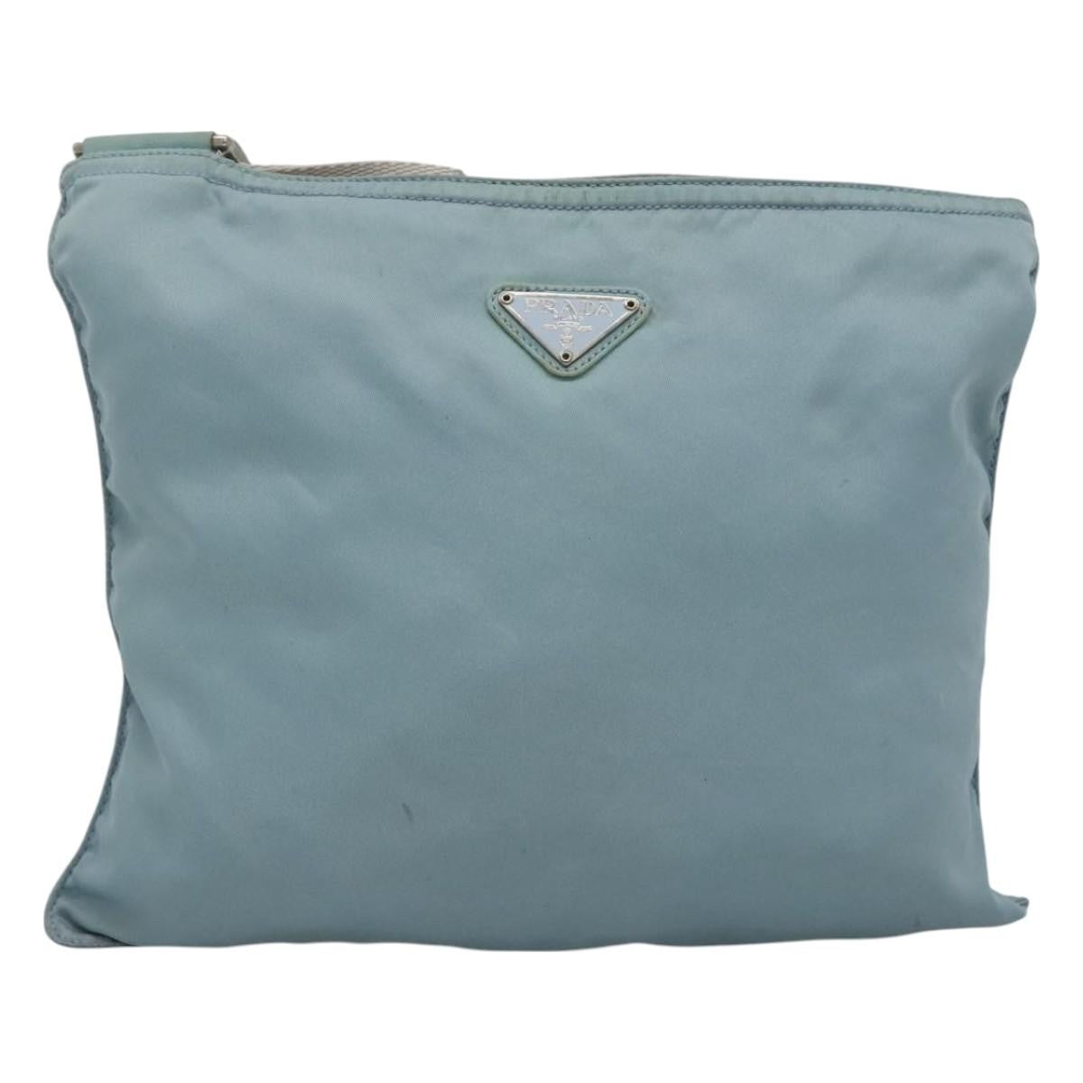 Prada Flat Messenger Bag Tessuto Blue Nylon Shoulder Bag Bag (Pre-Owned)