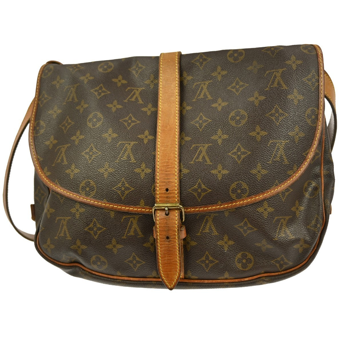 Louis Vuitton Saumur Handbag Monogram Canvas Brown Canvas Shoulder Bag Bag (Pre-Owned)