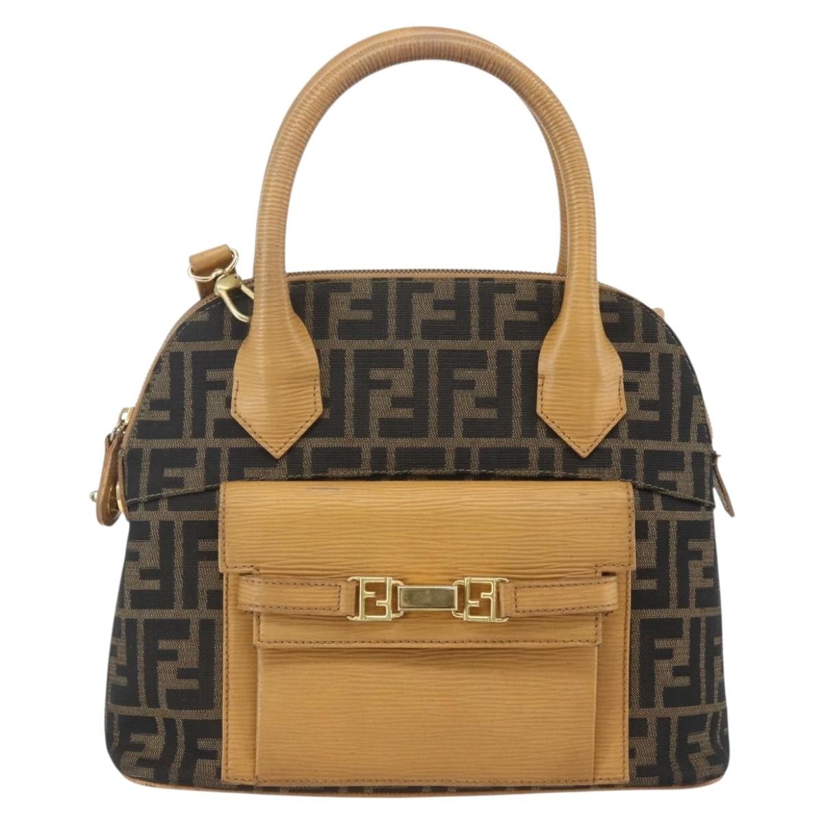 Fendi Vintage Zucca Handbag Zucca Brown Canvas Handbag (Pre-Owned)