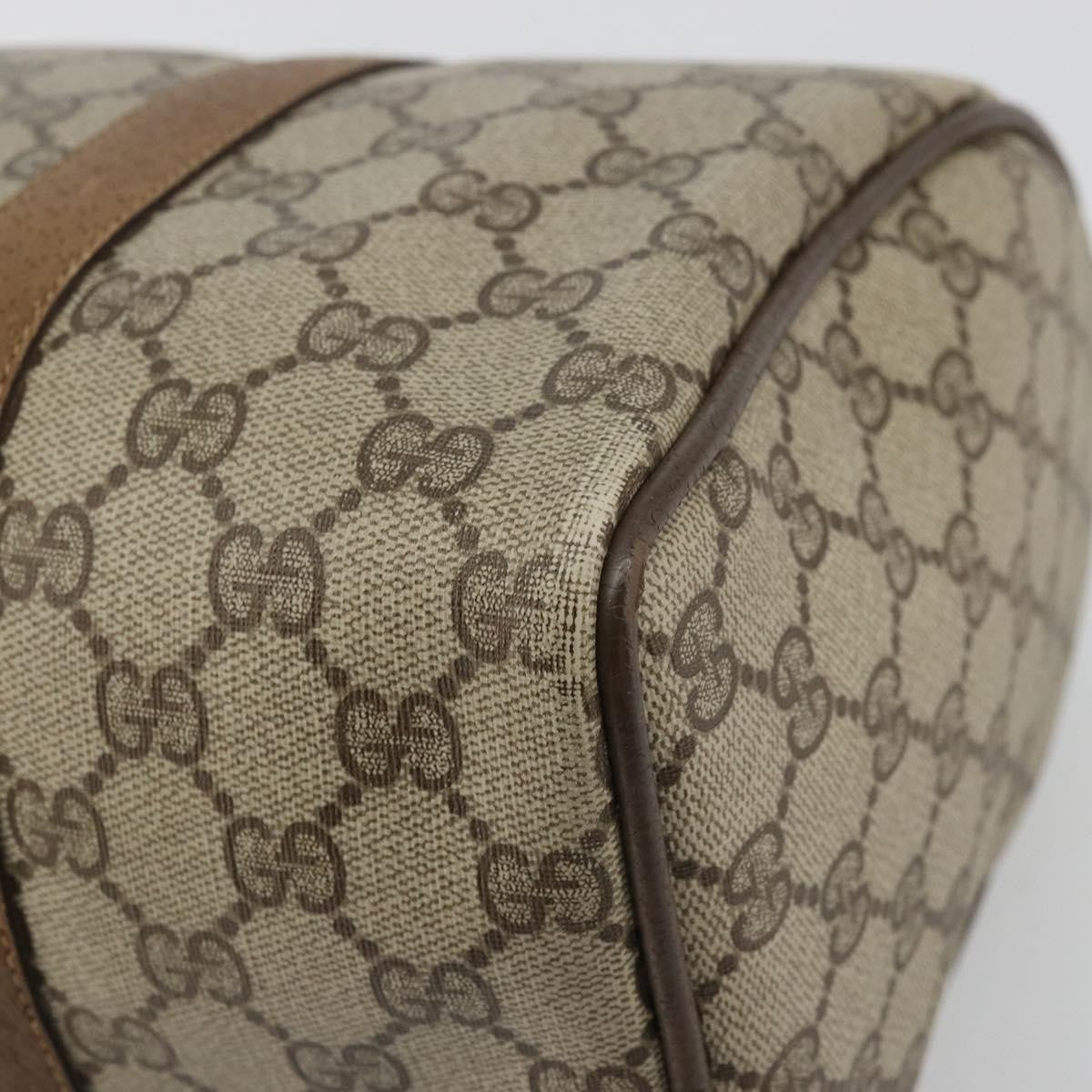 Gucci Vintage Web Sherry Line Handbag Micro Gg Canvas Beige Canvas Handbag (Pre-Owned)