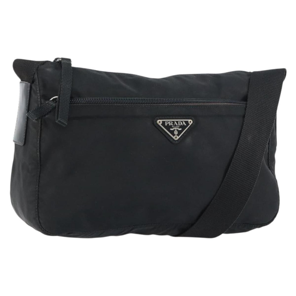 Prada Front Zip Messenger Bag Tessuto Black Nylon Shoulder Bag Bag (Pre-Owned)
