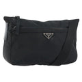 Prada Front Zip Messenger Bag Tessuto Black Nylon Shoulder Bag Bag (Pre-Owned)