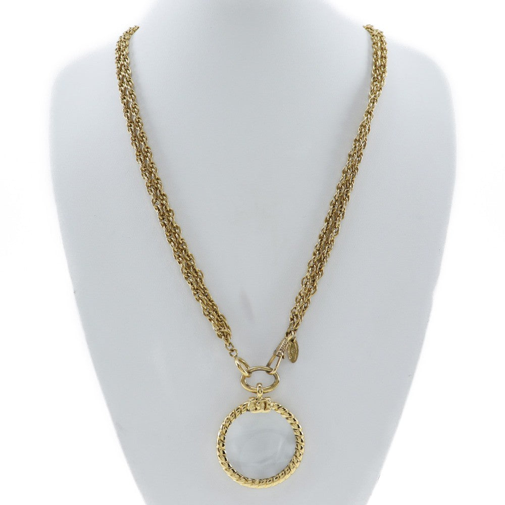 Chanel Vintage Double Cc Pendant Necklace Metal Gold Gold_Plated Jewelry (Pre-Owned)