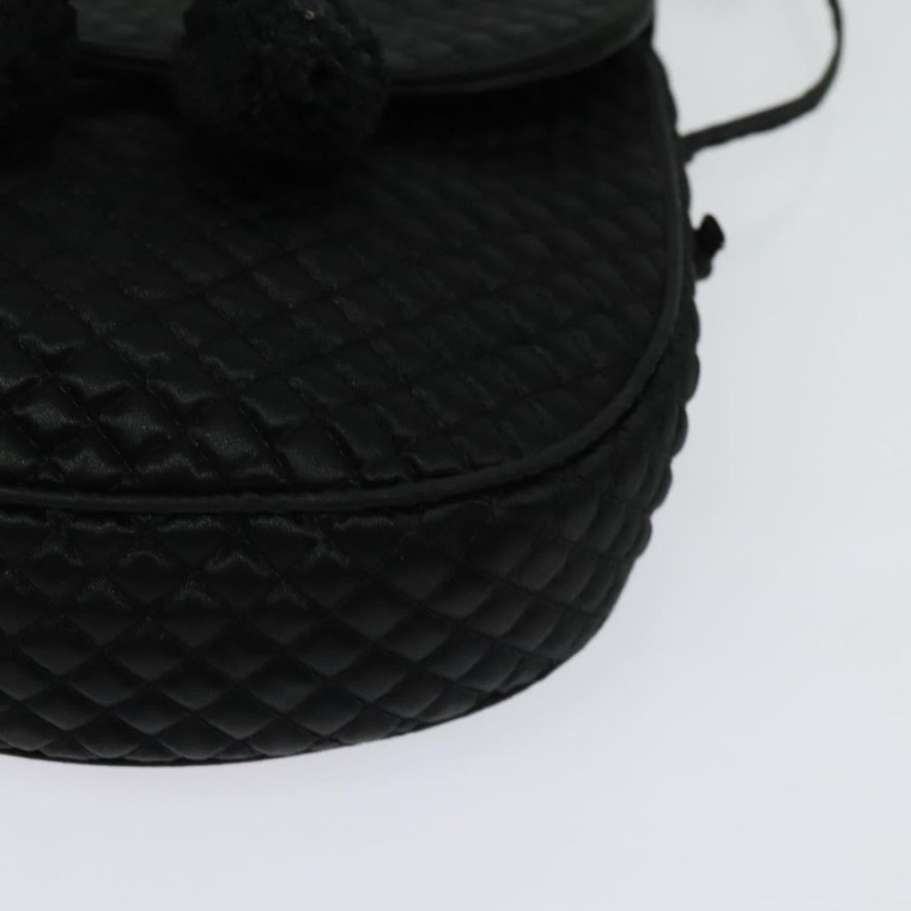 Bottega Veneta Intrecciato Clutch Bag Calfskin Black Satin Shoulder Bag Bag (Pre-Owned)