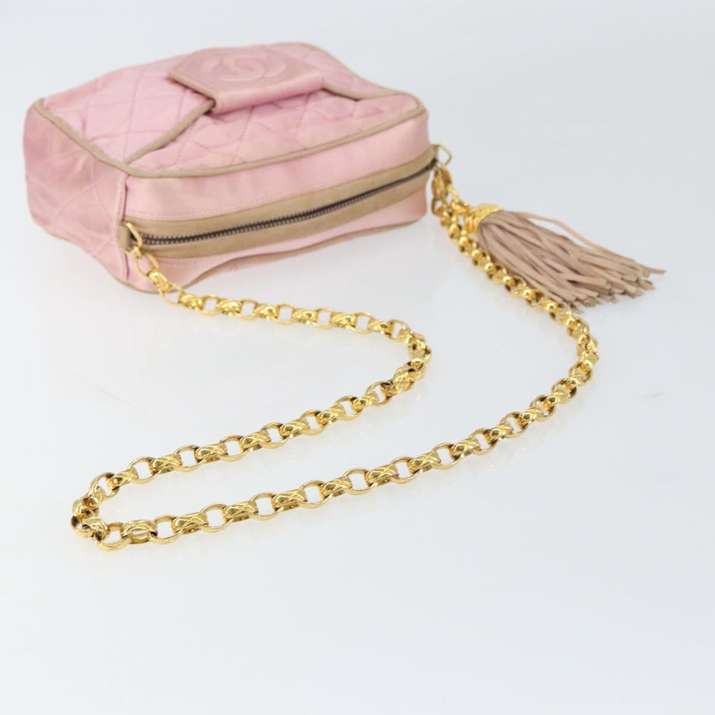 Chanel Vintage Camera Tassel Bag Satin Pink Satin Shoulder Bag Bag (Pre-Owned)