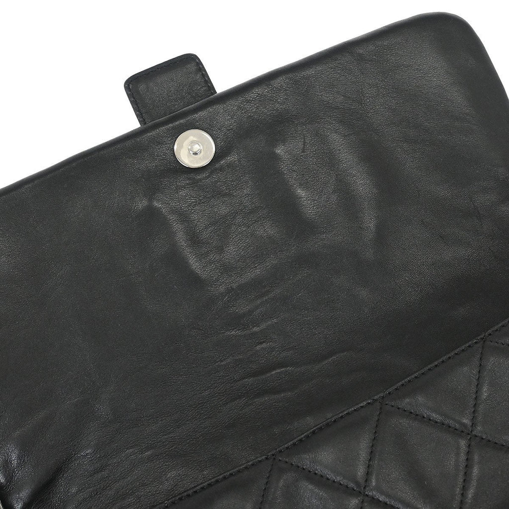 Chanel Door Latch Flap Shoulder Bag Quilted Leather Black Leather Handbag (Pre-Owned)