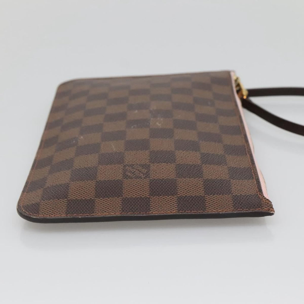 Louis Vuitton Neverfull Pochette Damier Brown Canvas Bag (Pre-Owned)